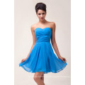 Grace Karin Strapless Sweetheart Ruffle Design Robe de demoiselle d&#39;honneur en mousseline de soie bleu CL6053